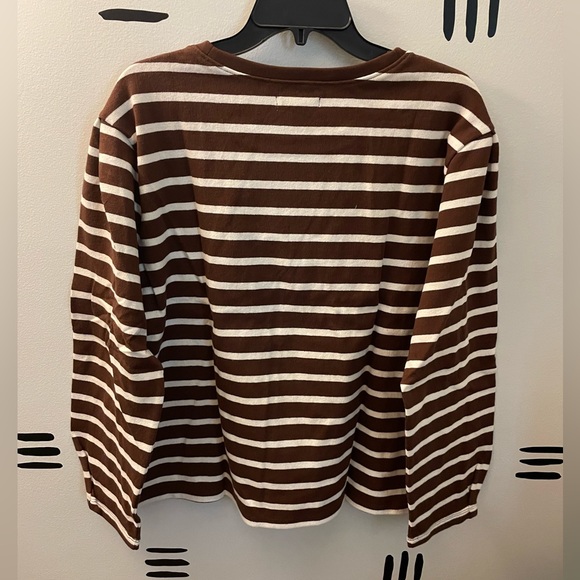 NWT Madewell Pleated Long-Sleeve Tee in Stripe - Picture 4 of 8